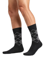 Men's Flexi Diabetic Argyle Grey Socks Pack of 3 Pairs