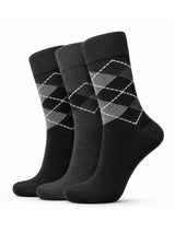 Men's Flexi Diabetic Argyle Grey Socks Pack of 3 Pairs