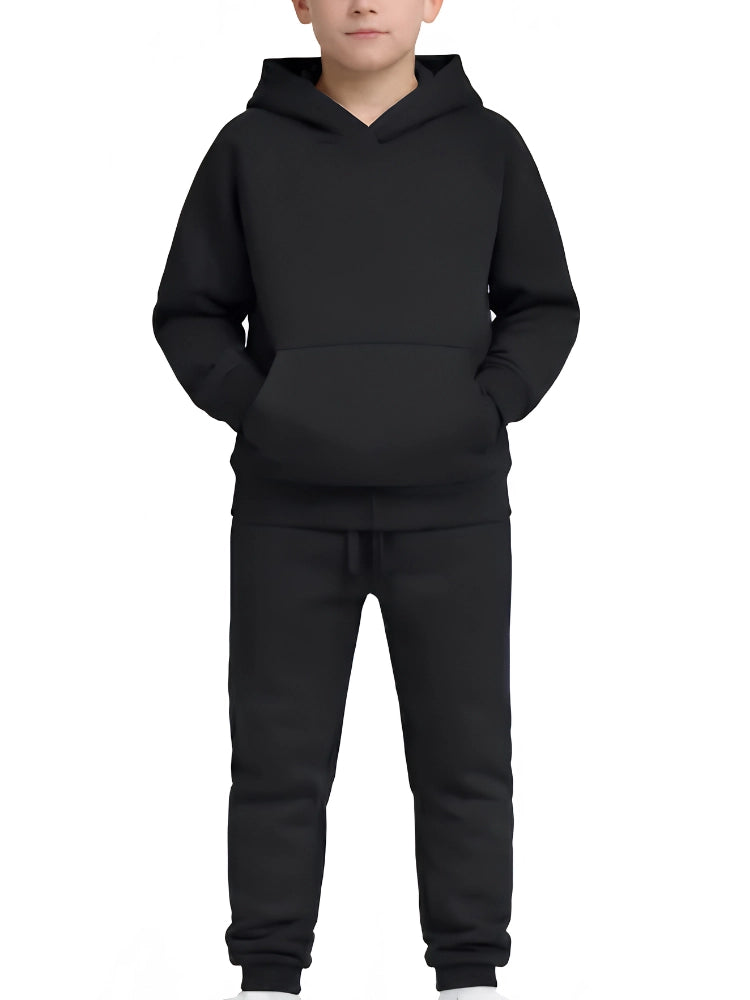 Active Star Kids Black Pullover Hoodie Tracksuit