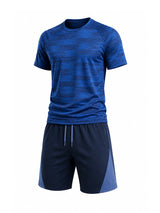 Active Star Men’s Denim Blue & Black Activewear T Shirt & Shorts Set