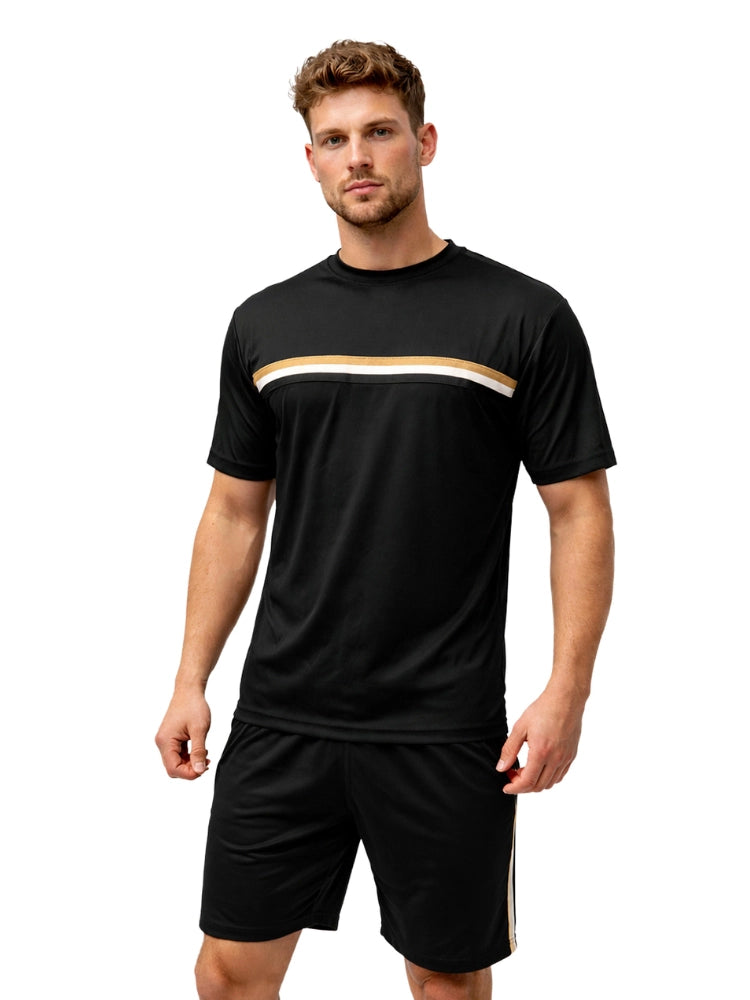 Active Star Men’s Black Lightweight Training T-Shirt & Shorts Set