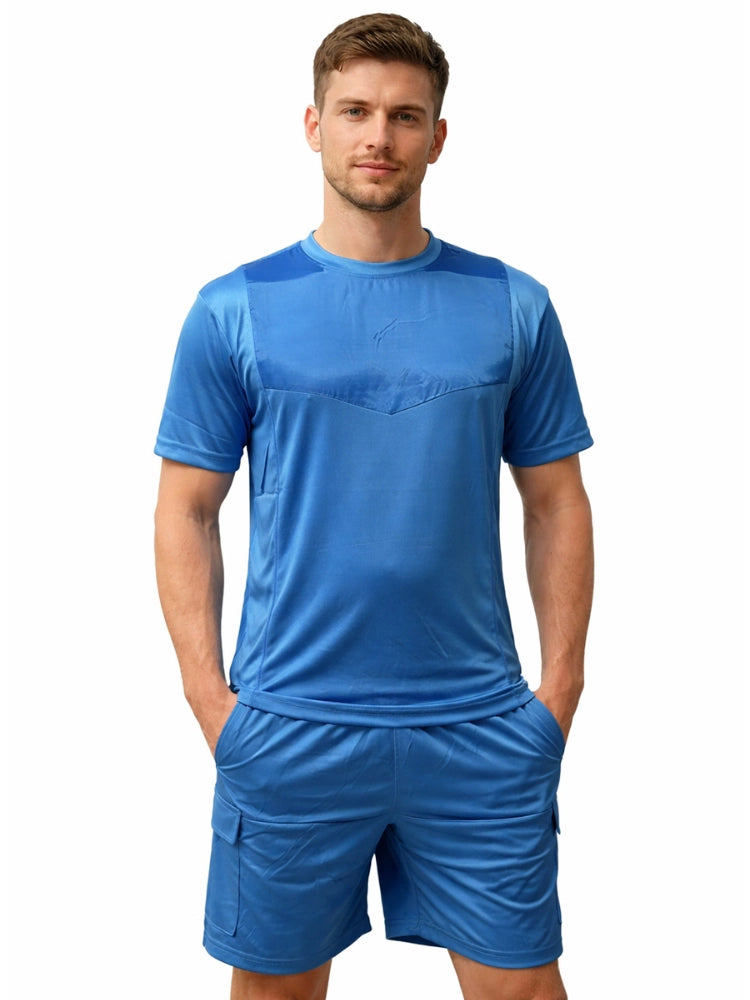 Active Star Men’s Blue Activewear Set With 4-Pocket Shorts