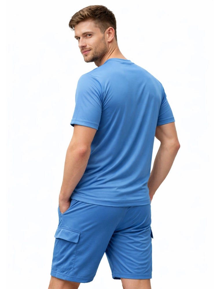 Active Star Men’s Blue Activewear Set With 4-Pocket Shorts