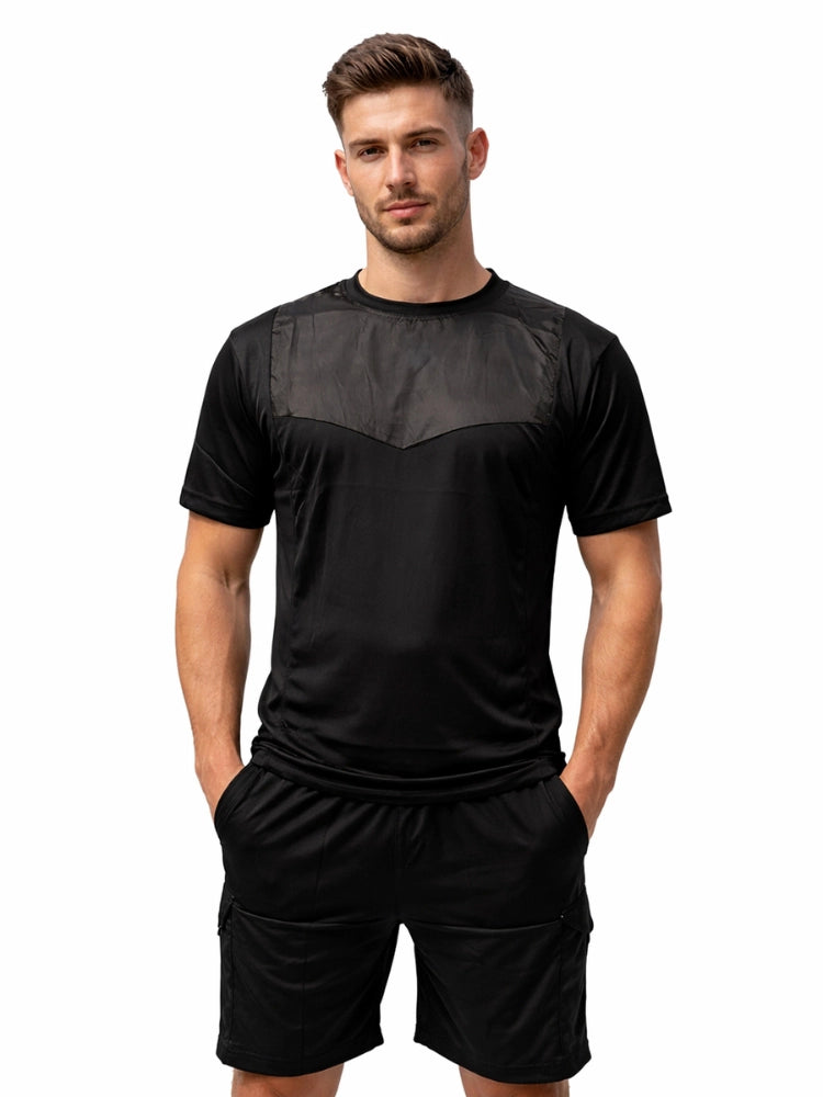Active Star Men’s Dark Grey Activewear Set With 4-Pocket Shorts