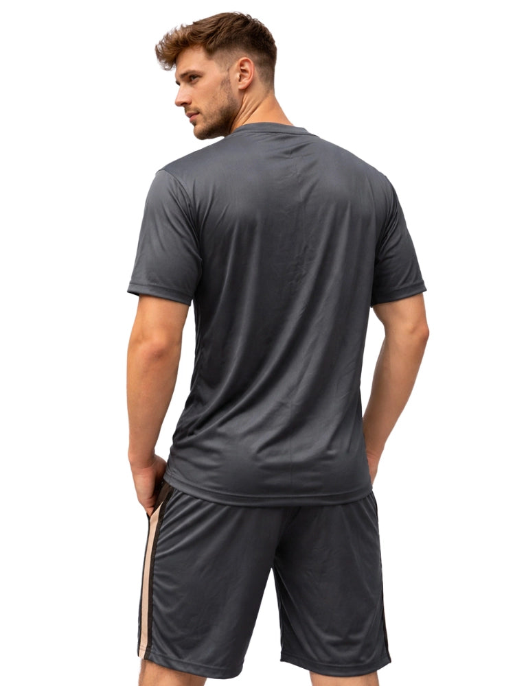 Active Star Men’s Lightweight Training T Shirt & Shorts Set Dark Grey