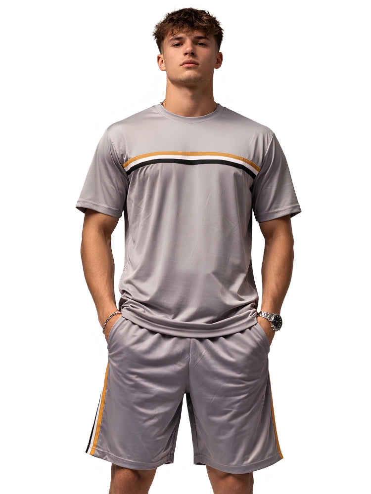 Active Star Men’s Light Grey Lightweight Training T Shirt & Shorts Set