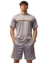 Active Star Men’s Light Grey Lightweight Training T Shirt & Shorts Set