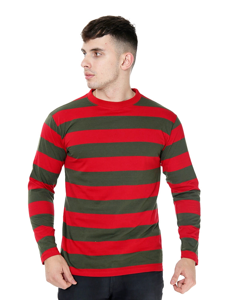 Adult Stripe Crew Neck Full Sleeves Casual Cotton T-Shirt