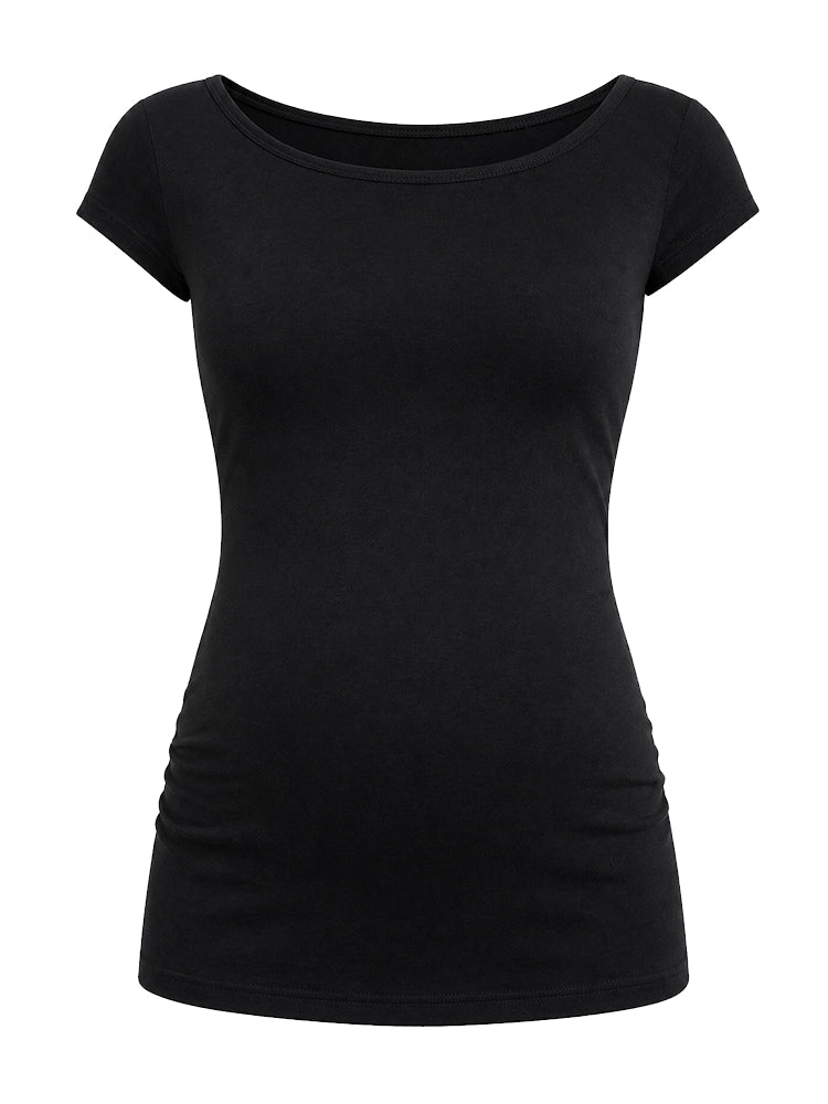 Black viscose t-shirt on a white background