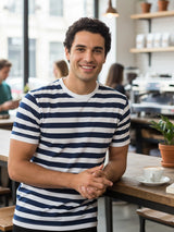 Adult Stripe Crew Neck Basic Short Sleeves Cotton T-Shirt