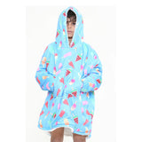 Boys Blue Food Print Lolly Blanket Hoodie