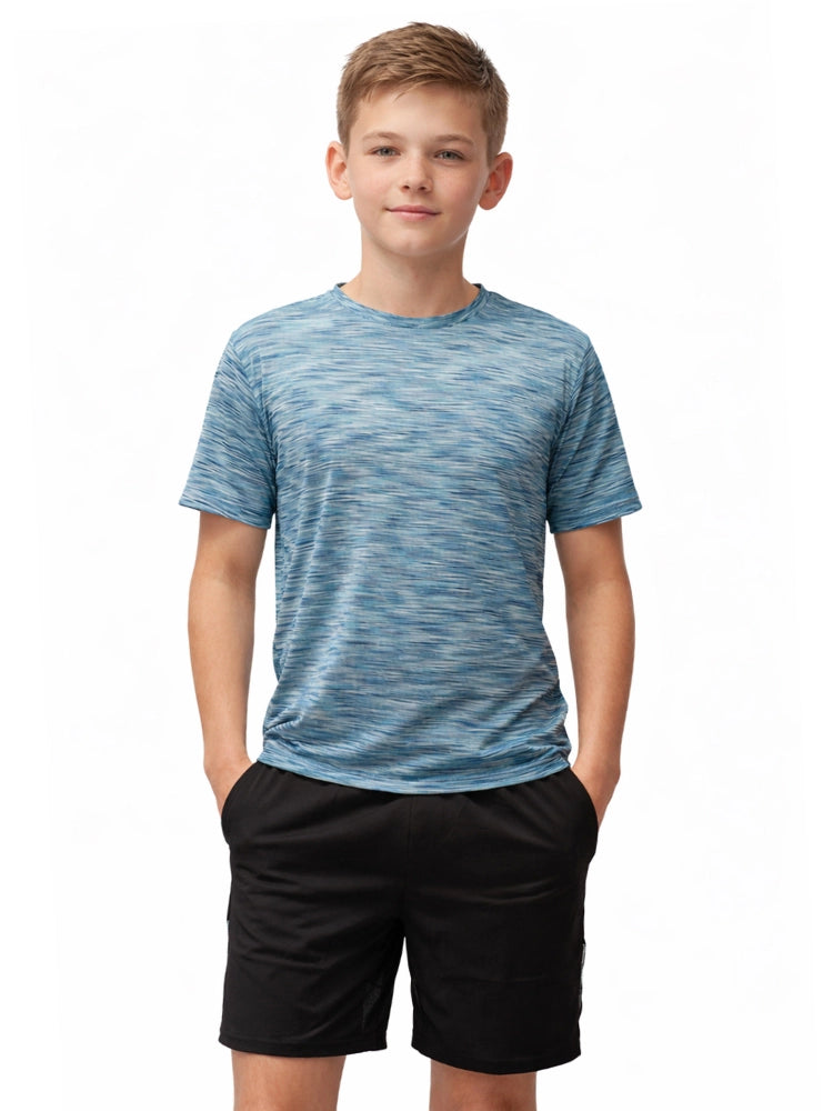 Boys Blue Melange T Shirt & Shorts Set