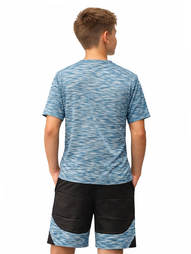 Boys Blue Melange T Shirt & Shorts Set