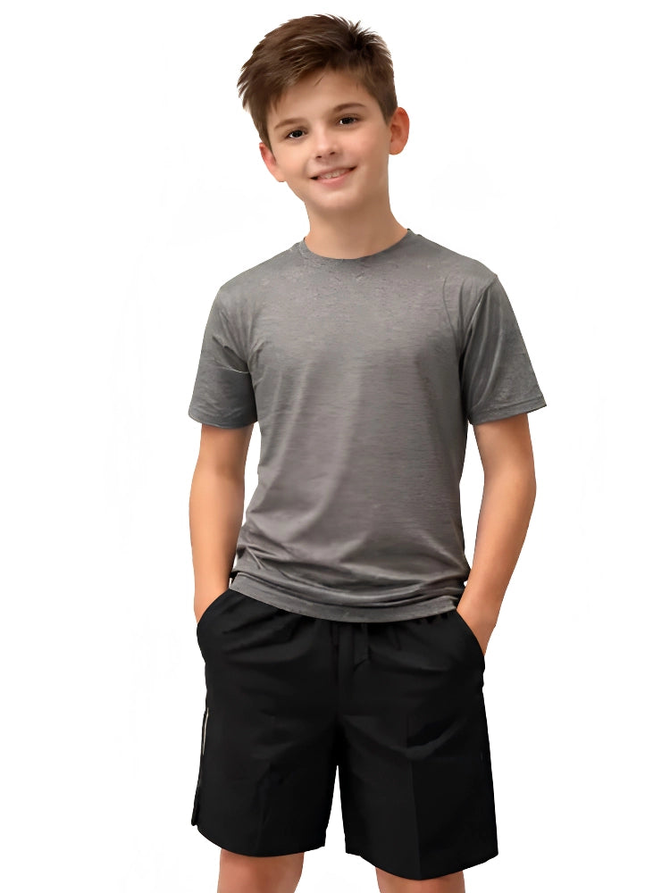 Boys Grey Melange T Shirt & Shorts Set
