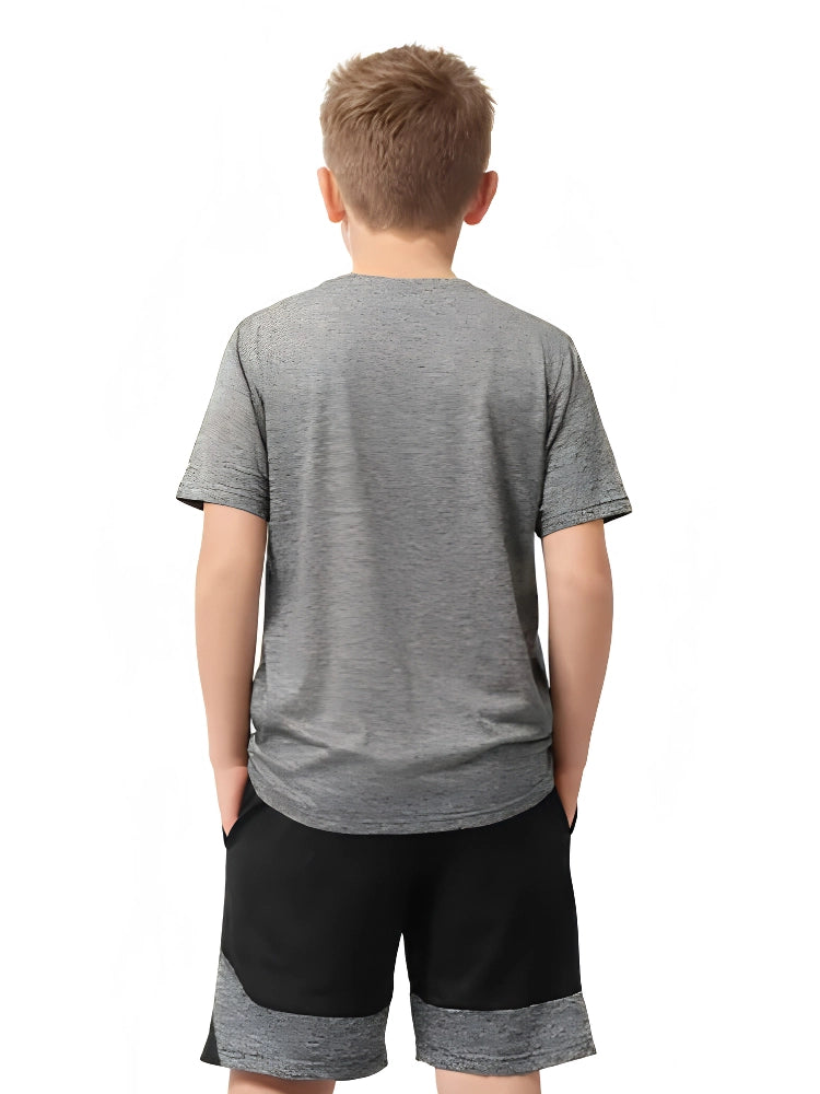 Boys Grey Melange T Shirt & Shorts Set
