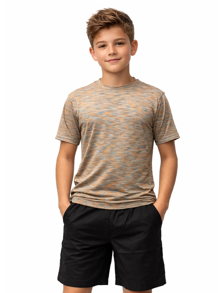 Boys Orange Melange T Shirt & Shorts Set