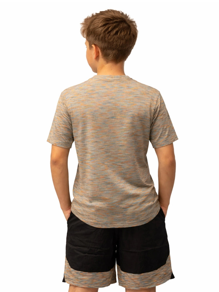 Boys Orange Melange T Shirt & Shorts Set