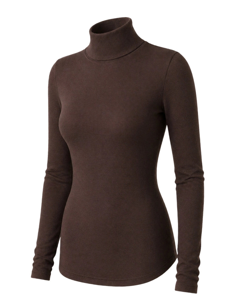Brown turtleneck sweater on a white background