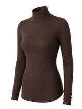 Brown turtleneck sweater on a white background