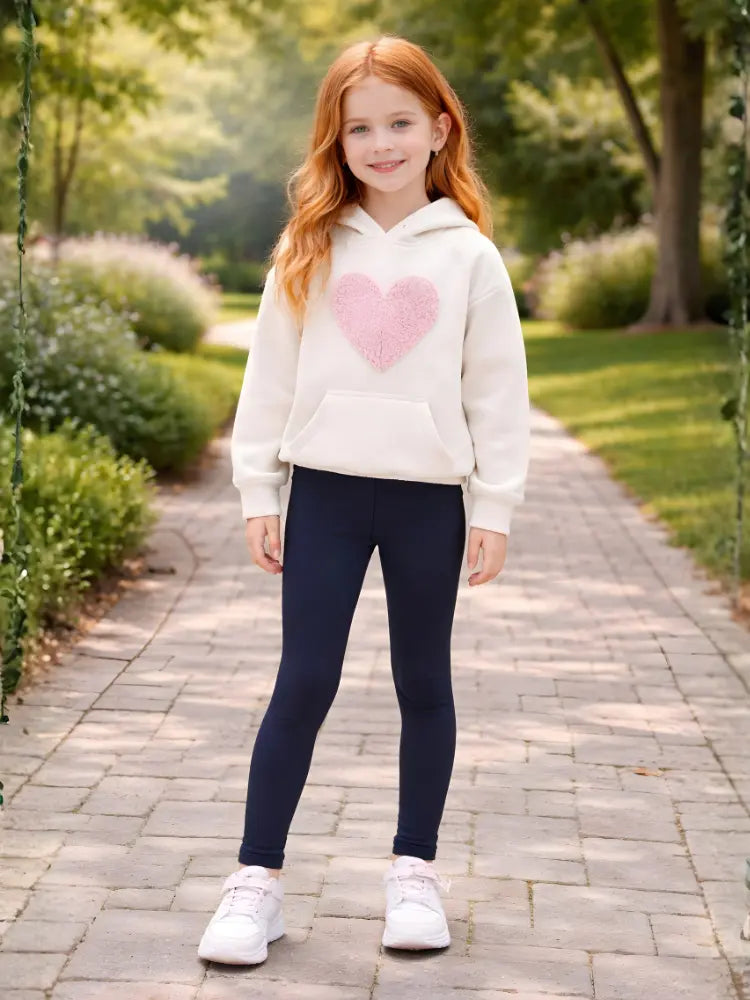 Girls Full-Length Elastic Waist Soft Navy Leggings