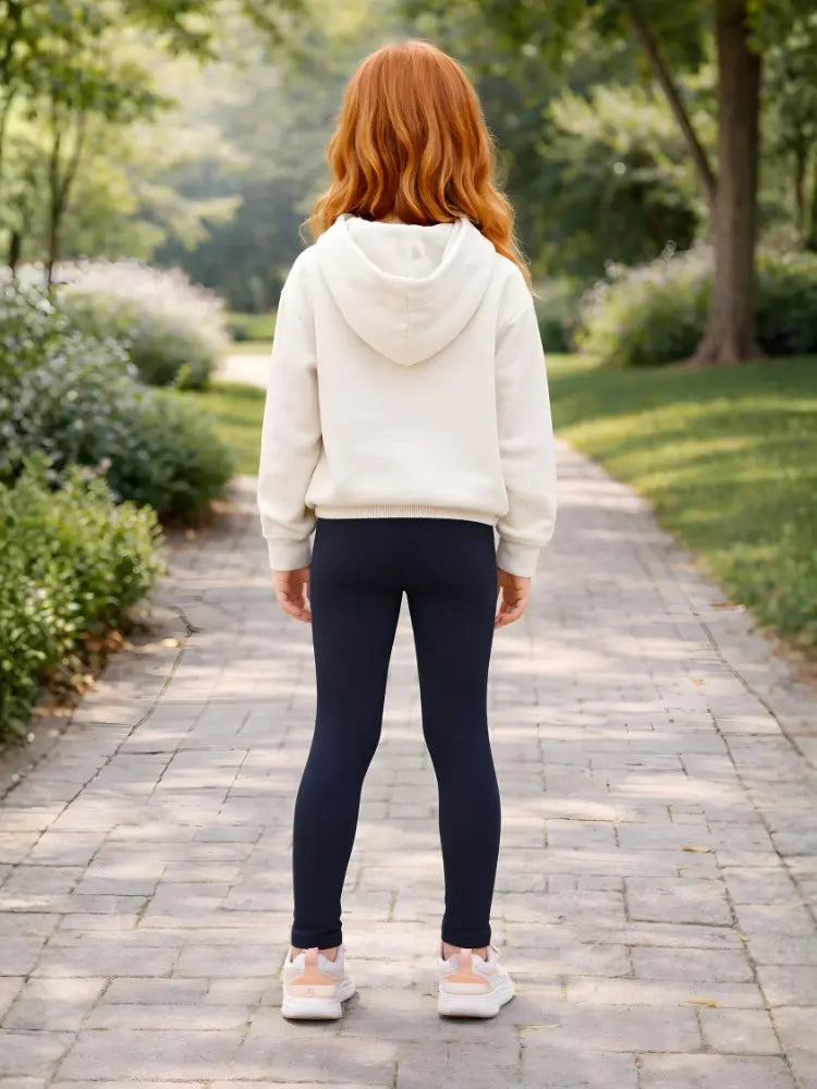 Girls Full-Length Elastic Waist Soft Navy Leggings
