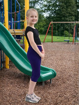 Girls 3/4 Length Cotton Navy Capri Stretchy Soft Leggings Tights