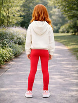 Girls Full-Length Elastic Waist Soft Red Leggings