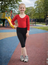 Girls 3/4 Length Cotton Black Capri Stretchy Soft Leggings Tights