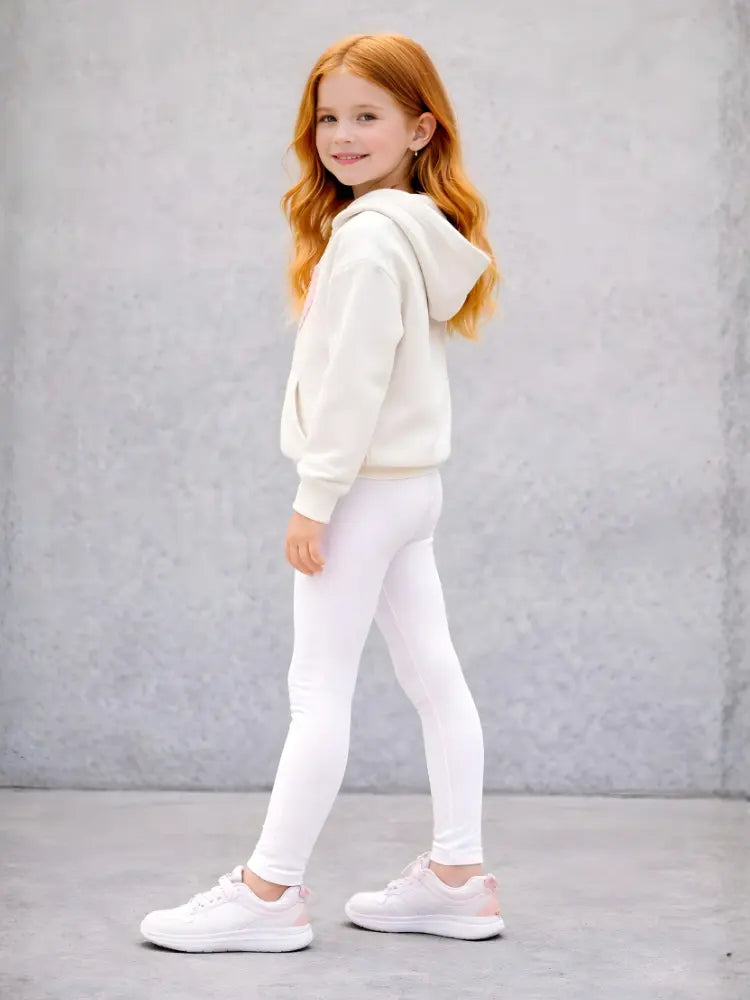 Girls Full-Length Elastic Waist Soft White Leggings