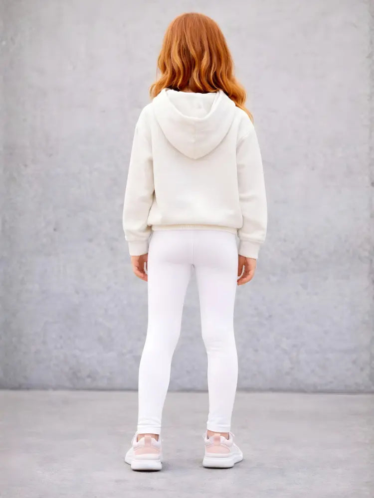 Girls Full-Length Elastic Waist Soft White Leggings