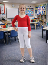 Girls 3/4 Length Cotton Capri Stretchy Soft White Leggings Tights