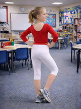 Girls 3/4 Length Cotton Capri Stretchy Soft White Leggings Tights
