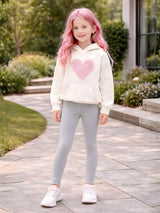 Girls Full-Length Elastic Waist Soft Light Grey Leggings