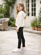 Girls Full-Length Elastic Waist Soft Black Leggings