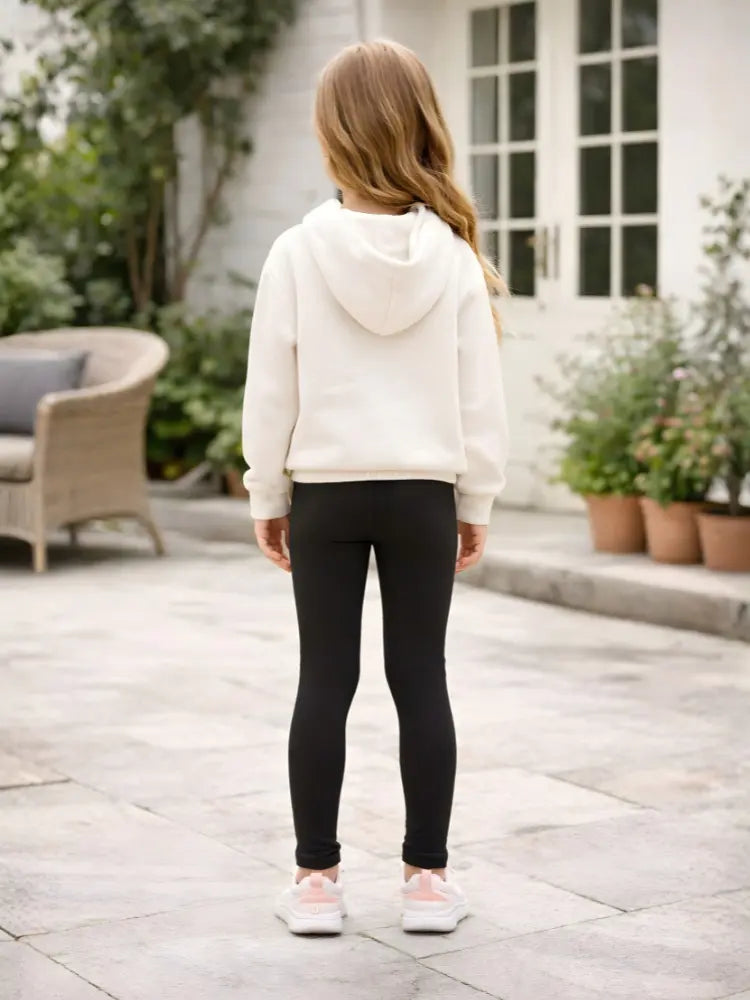 Girls Full-Length Elastic Waist Soft Black Leggings