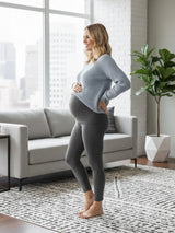 Women's Charcoal Maternity Leggings Stretchy Cotton Breathable Tights