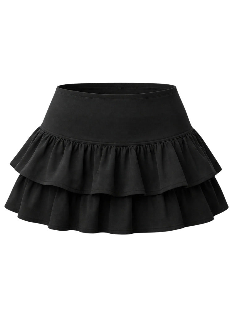 Crazy Chick Ladies Plain Black Mini Pleated Skirt