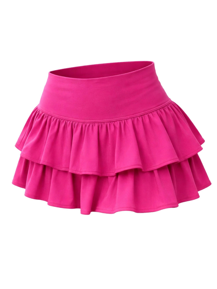 Crazy Chick Ladies Plain Hot Pink Mini Pleated Skirt