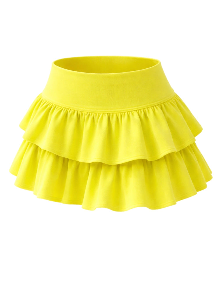 Crazy Chick Ladies Plain Yellow Mini Pleated Skirt