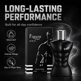 Saffron Figure Out Black men's 100ml Eau de Toilette spray with sleek black bottle and modern design.