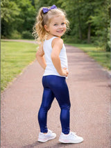 Girl's Nylon Stirrup Leggings Activewear Soft Navy Blue Yoga Tights