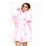 Girls Pink Sweet Candy Marshmallow Blanket Hoodie