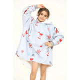 Children's Xmas Grey Tree Snowy Cosy Gonkmas Hoodie Blanket