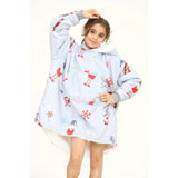 Girls Xmas Grey Tree Snowy Gonkmas Blanket Hoodie