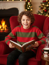 Boys’ Festive Red and Green Stripe Knitted Jumper