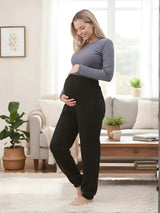 Women's Pregnancy Fleece Joggers Ankle Length Maternity Pant