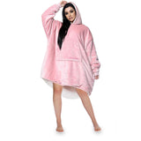 Hug & Snug Ladies Pink Plain Blanket Hoodie