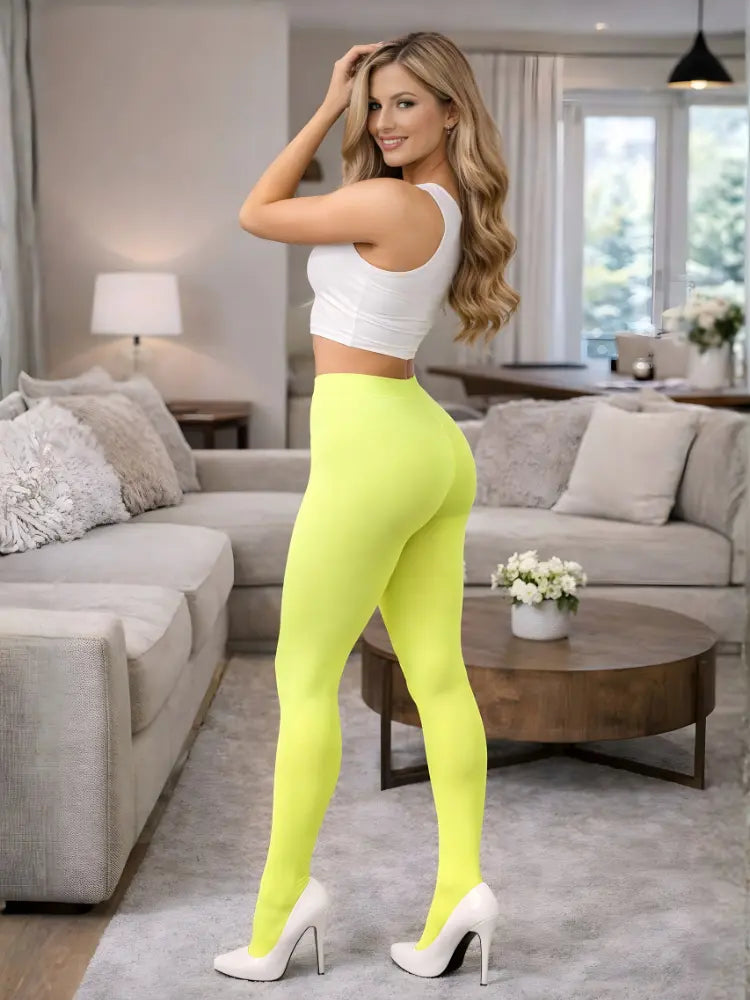 Adult Crazy Chick Opaque Yellow Tights