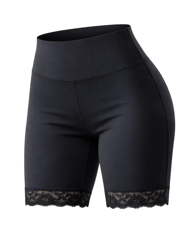 Ladies Black Microfibre Lace Cycling Shorts For Sports & Gym