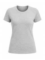 Ladies Crew Neck Short Sleeve Cotton Grey T-Shirt